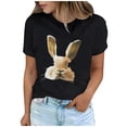 thumbnail image 2 of Tops de Cuello Alto para las Mujeres Amante Impreso Camiseta Cuello Redondo Manga Corta, Poliéster Spandex, 2 of 7