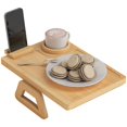 thumbnail image 1 of Natural Bamboo Couch Arm Tray with Rotating Phone Holder & Cup Holder – 13" Living Room Side Table for Small Spaces & Relaxing Evenings, 1 of 7