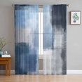 thumbnail image 3 of Abstract Blue Semi Sheer Curtains 108 Inch Length 2 Panels Set, Gradient Neutral Brush Strokes Artwork Sheer Kitchen Curtain Privacy Voile Window Curtain for Living Room Bedroom Rod Pocket Drapes, 3 of 7