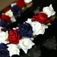 thumbnail image 5 of Lksixu Patriotic Roses Wreath for Front Door, 12 inch Moon-Shape Red White & Blue Silk Roses Garland, 4th of July Realistic Artificial Flowers Wreath Independence Day Hanging Ornaments for Wall, 5 of 6