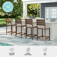 thumbnail image 5 of Martha Stewart Set of 2 Indoor-Outdoor Patio Bar Stools with Brown Brushed Woodgrain Aluminum Finish and Cream All-Weather Seat Cushions, 5 of 12
