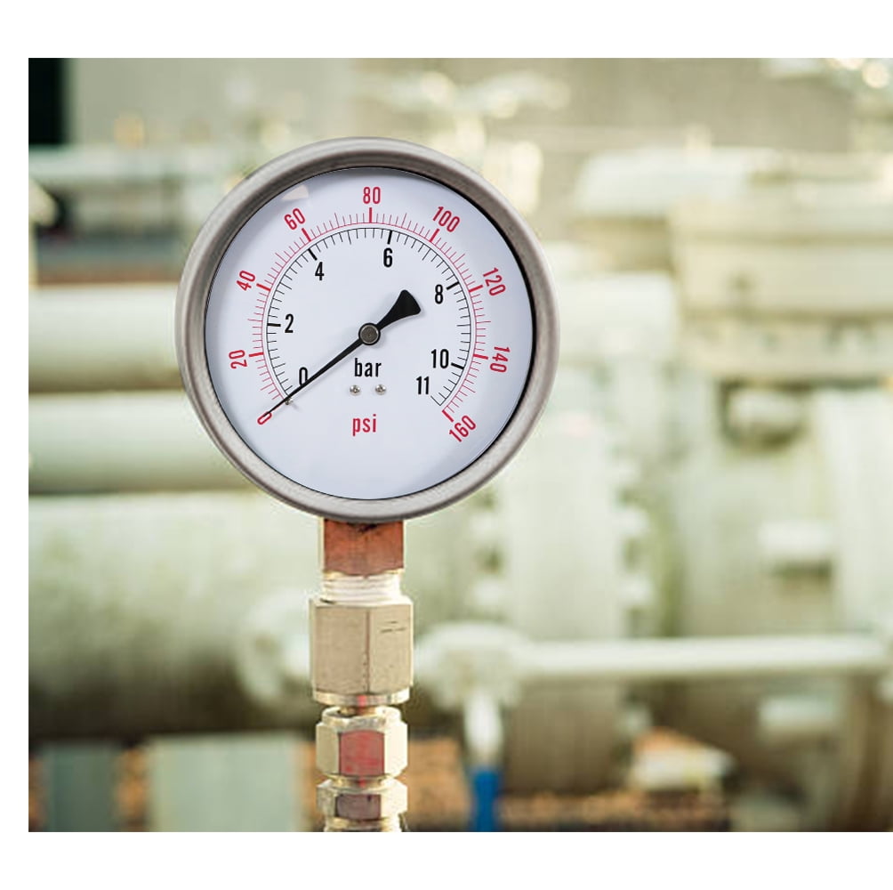 Supply Giant 4.5" Utility Dry Water Pressure Gauge 160 PSI, 1/4" NPT Lower Mount