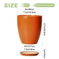 thumbnail image 3 of Ceramic Planter 8 inch, Round Flower Pot with Saucer, Modern Succulent Pot for Indoor Outdoor Use, for Thanksgiving & Fall Decor, Orange, 3 of 8