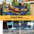 thumbnail image 6 of Elastic Fitted Round Tablecloth, Navy Blue Moire Waterproof Stretch Table Cover for 45"-54" Tables, Modern Abstract Art Washable Outdoor Tablecloths for Patio, Picnic, Camping, 6 of 9