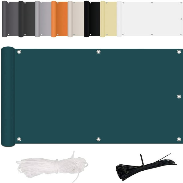 Hgrintd Balcony Privacy Screen, No Drilling, Wind and UV, with Mounting Accessories, Polyester, for Balcony Railing, Patio and Garden,Dark Green,0.8x3m