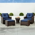 thumbnail image 6 of CHITA 3-Piece Outdoor Wicker Patio Furniture Set with Swivel Glider Chair, Outdoor Chestnut Wicker Chair with Cream Cushion, Blue, 6 of 13