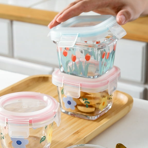 Mobestech Assorted Color Sealed Glass and Plastic Snack Container for Storage