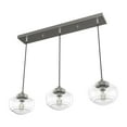 thumbnail image 5 of Hunter - Saddle Creek 3-light Brushed Nickel, Large Cluster Light, Dimmable, Schoolhouse Style, Linear Shaped, for Bedrooms, Kitchens, Dining, Living Rooms - 19497, 5 of 8