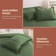 thumbnail image 6 of 3 Piece Luxury 5 Inch Two Layer Ruffle Comforter 550 GSM All Season (Oversized King Size) Premium Super Soft - 800 TC, 100% Egyptian Cotton- Solid Moss Colour, 6 of 7