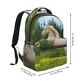 thumbnail image 2 of Zufioo Horse Rearing Up In The Field Print Casual Student Backpack, Adjustable Shoulder Straps Multi-Function Multi-Pocket Sports Bag Travel Backpack, Unisex-One Size, 2 of 5