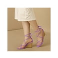thumbnail image 6 of BLISSFUL STEP Women's Sandals Wedge Heels Strappy Lace up Sandals, 6 of 8