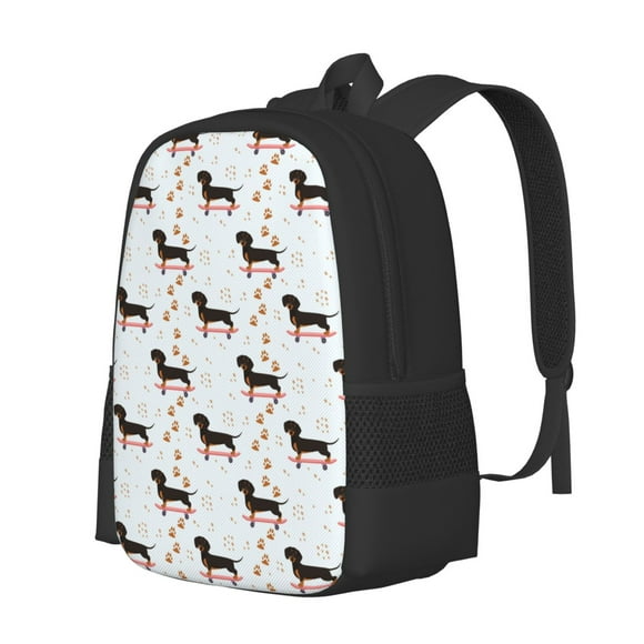 Naloa Dachshund On A Skateboard Print Large Capacity Backpack,School backpack, Laptop backpack, Suitablefor schools, tourism and mountaineering, outdoor sports