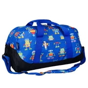 Wildkin Kids Overnighter Duffel Bag for Boys & Girls, Features Two Carrying Handles and Removable Padded Shoulder Strap, BPA & Phthalate Free (Robots Blue)