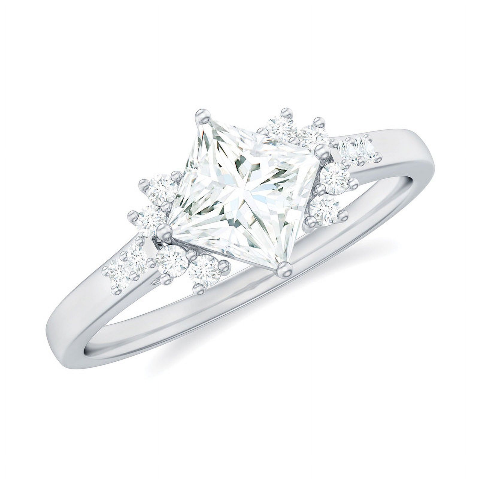 Spot Jewel 14K White Gold Rings - 1.7 Ct Princess Cut Diamond Ring - Engagement Wedding Diamond Jewelry for Women - Gorgeous Anniversary Gifts - Casual Daily Wear Rings - Promise Rings for Her