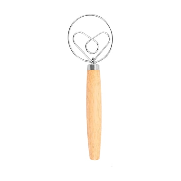 LWVITH Stainless Steel Dough Blender with Wood Handle, Hand Mixer for Sourdough Pizza Dough, Baking Tool for Cake Batter Pastry, Flour Mixer for Home Baking Kitchen