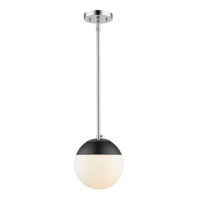 Golden Lighting 3218-S CH-BLK Small Pendant with Rod, Black & Chrome