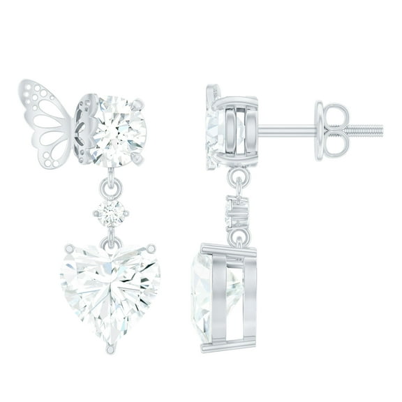 Rosec Jewels Certified Dangle and Drop Earrings for Women with Moissanite, 925 Sterling Silver