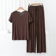 thumbnail image 4 of Thin Fabric Pajama Set For Women Loose Sleepwear Breathable Short Sleeve Pullover Top With Loose Lounging Wide Leg Pants, 4 of 9