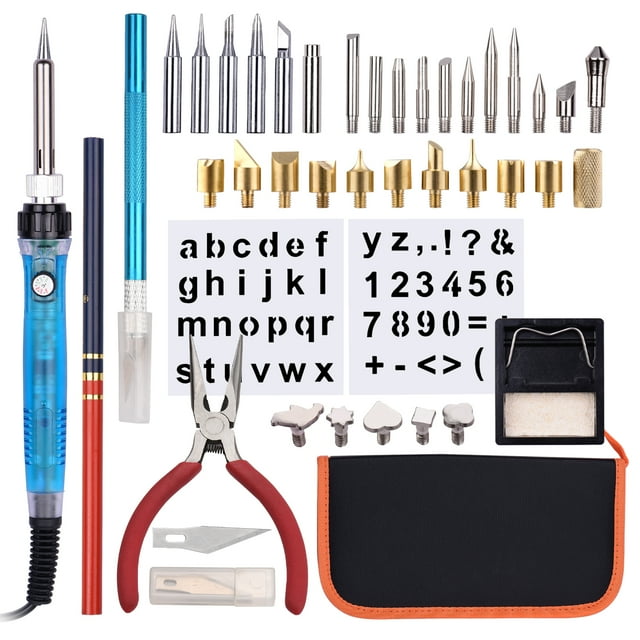 Wood Burning Tool Kit 38PCS Professional Pyrography Pen with Soldering Iron Set Adjustable Temperature from 200-450℃ for Beginners Adults Wood Burning Carving DIY Embossing Soldering