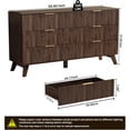 thumbnail image 2 of Fluted Dresser for Bedroom with 6 Drawers, 53.4" Wide Modern Chest of Drawers with Metal Handle, Wooden Dresser TV Stand, Wood Closet Clothes Storage Organizer for Living Room, Hallway(walnut), 2 of 16