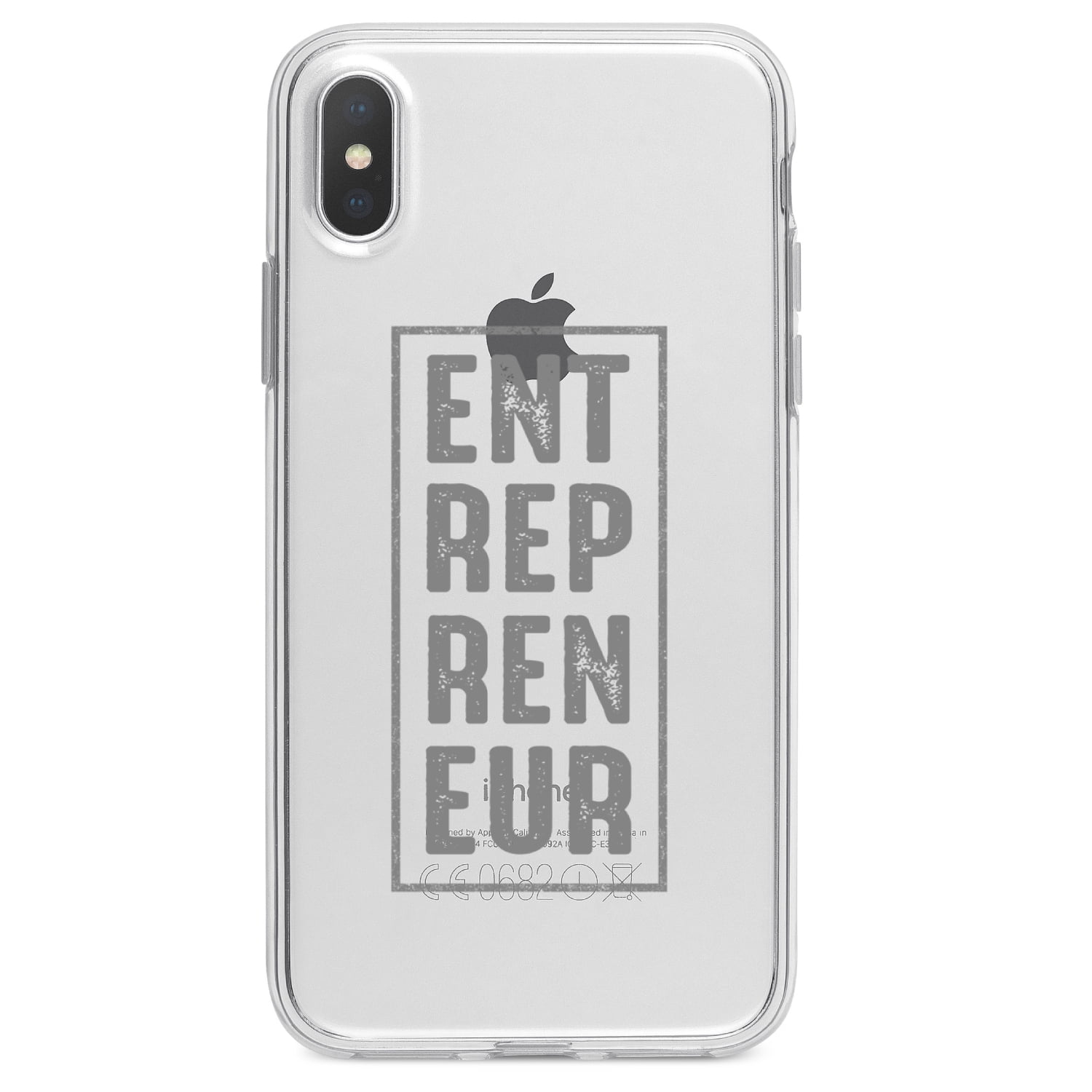 DistinctInk Clear Shockproof Hybrid Case for iPhone XS Max (6.5" Screen) - TPU Bumper Acrylic Back Tempered Glass Screen Protector - Entrepreneur Word Art