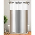 thumbnail image 2 of No Hook Shower Curtains, Brown Grey Stall Bathroom Curtain with Snap in Liner, Gray Farmhouse Modern Rustic Waterproof Washable Fabric Bathroom Shower Curtain Sets, 54" x 78", 2 of 7