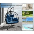 thumbnail image 5 of Bifanuo Double Wicker Swing Egg Chair Hammock Foldable Hanging Loveseat with Stand, UV Resistant Removable Cushions, 700LBS Capacity for Bedroom, Balcony (Black and Blue), 5 of 7