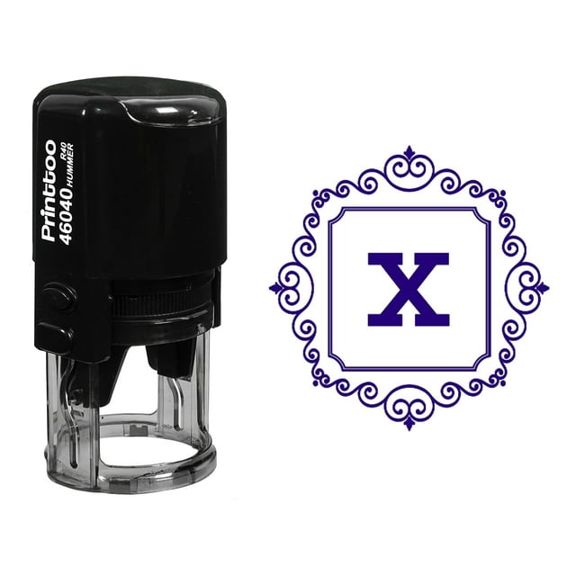 Printtoo Carré Tourbillon Frontière X Alphabet Monogramme Initiale R-40 Auto Encrage Tampon en Caoutchouc Bureau Stationnaire
