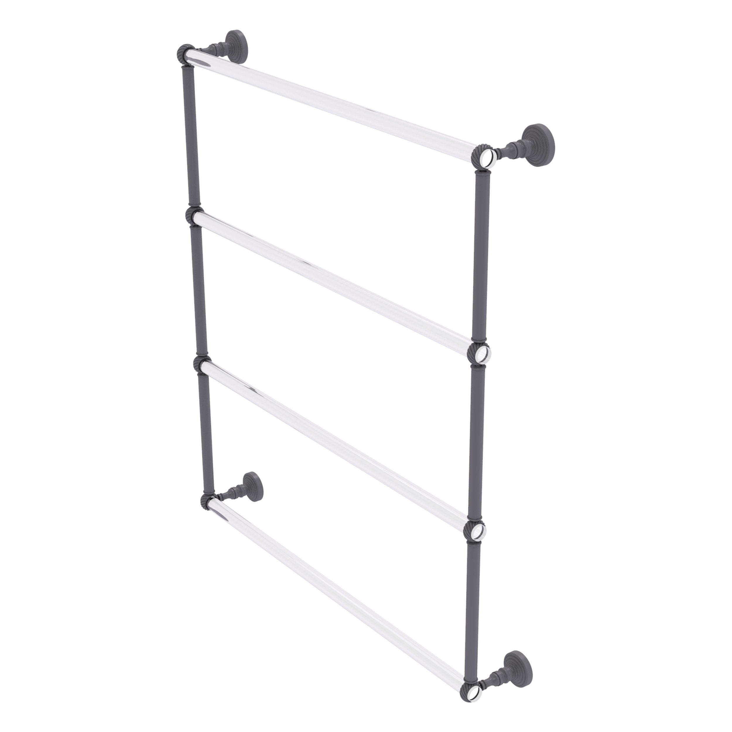 Pacific Grove Collection 4 Tier 30in Ladder Towel Bar with Twisted Accents in Matte Gray