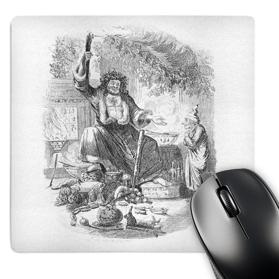 3dRose, Black n White Vintage Sketch Of Dickens Christmas, MousePad