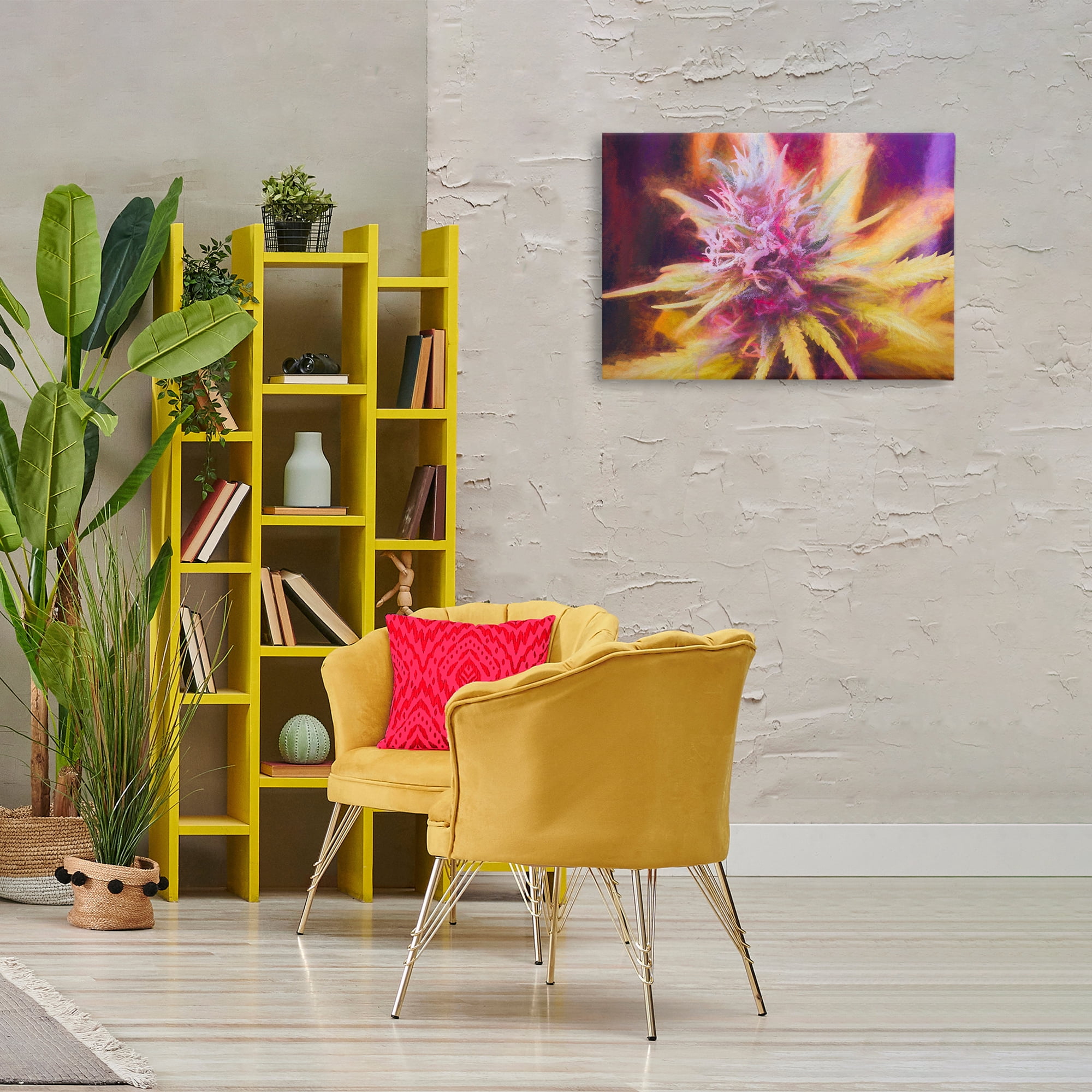 Stupell Industries Chalk Cannabis Flower Plants & Flowers Painting Wrapped Canvas Art Print Wall Art, 30 x 20