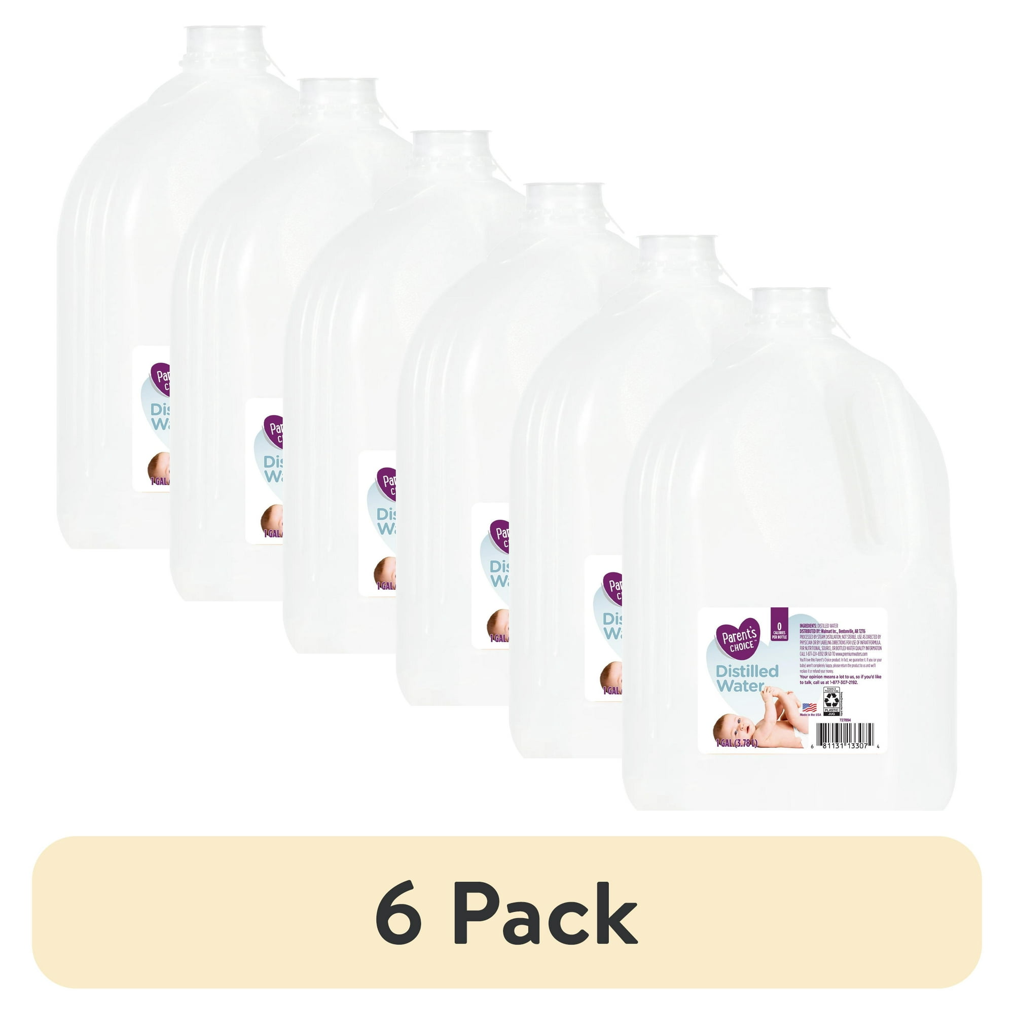 (6 pack) Parent's Choice Distilled Water, 1 Gallon
