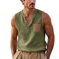thumbnail image 2 of Lmueinov Mens Linen Henley Tank Top, Sleeveless Summer Beach Shirts Cotton Linen Vest, Lightweight Relaxed Fit, S-2XL, 2 of 6