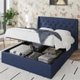 thumbnail image 3 of Pemberly Row Contemporary Lift Up Storage Queen Bed Frame in Blue Linen, 3 of 3