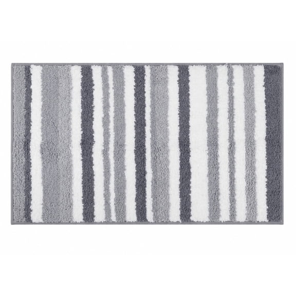 Unique Bargains Absorbent Striped Non Slip Quick Dry Washable Bath Mats Gray 30"x17"