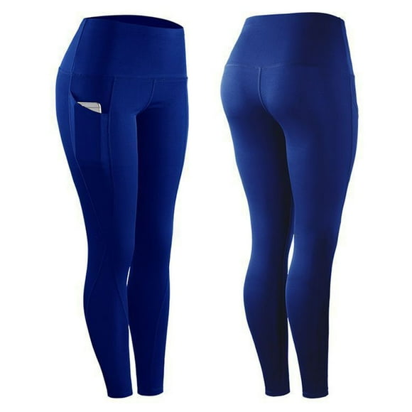 HBFAGFB Leggings with Pockets for Women Fitness Clothing Gym High Waisted Pants Daily Wear Blue Size L
