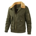 thumbnail image 2 of Guzom Mens Fleece Jacket- Warm Zipper Comfy Hoodless Fall and Winter Work Coats for Men Thermal Casual Mens Outwear Army Green Size M, 2 of 9