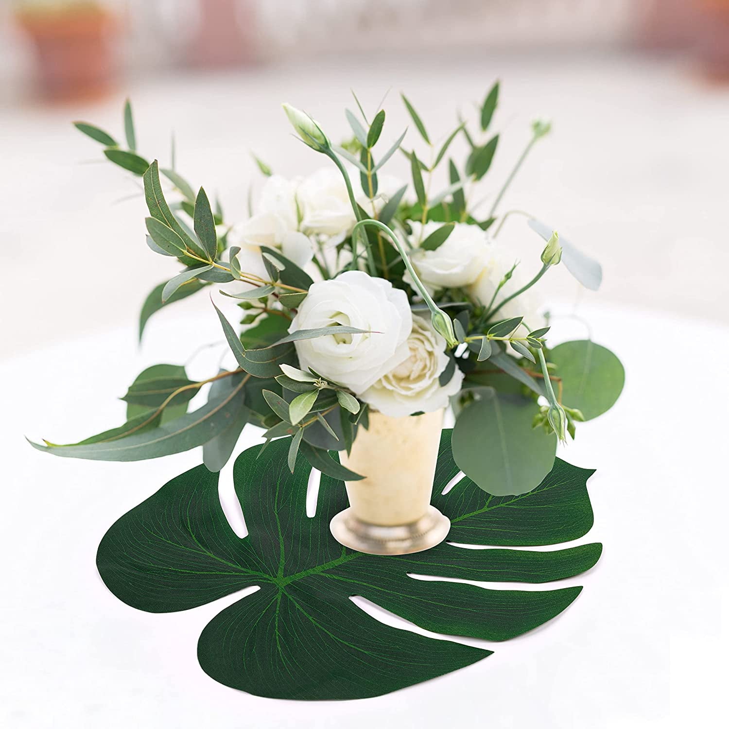 60 Pices De 9 Types De Feuilles De Palmier Artificielles Avec Tiges