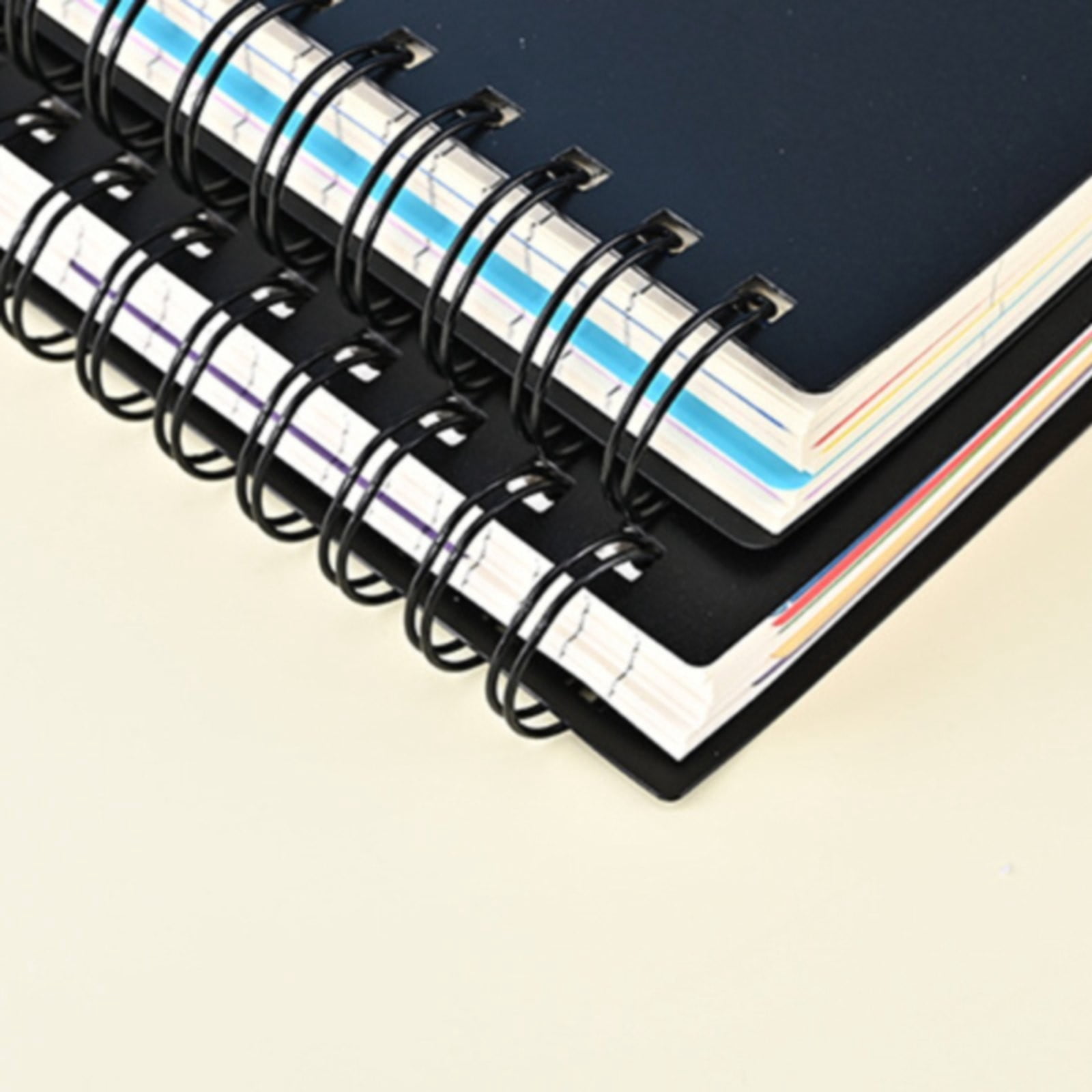 VKLU Wirebound Tabbed Notebook A5, 5 Section College Ruled Journal with Dividers, Modern Mechanical Hardcover Planner for Business & Engineering, 300 Pages, Grid Black