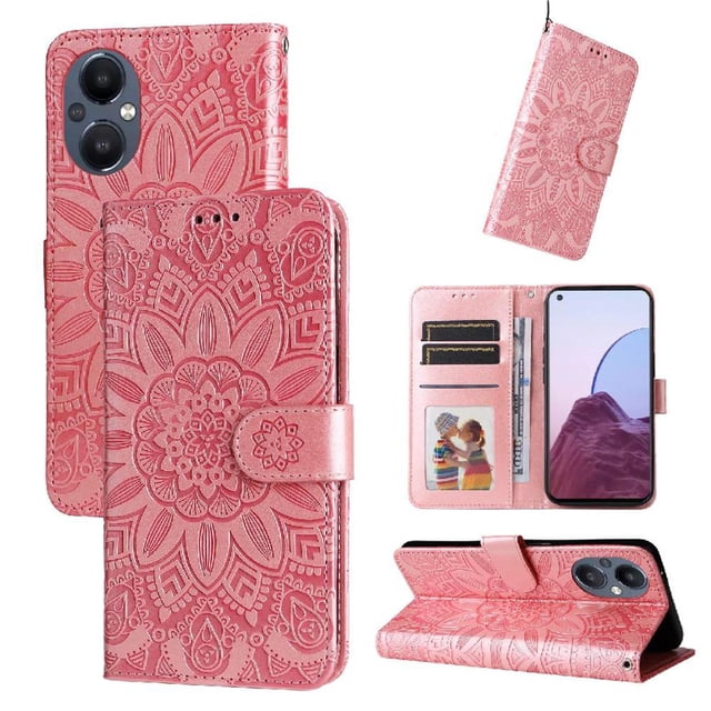 Funda tipo cartera GANGXUN para OPPO Reno 7 Lite , diseño girasol, cuero PU, soporte, cierre magnético, tarjetero