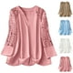 thumbnail image 1 of Top de encaje,Blusa de mujer con cuello en V, manga larga, encaje calado, informal, de poliéster, para usar en casa, sopatenor, 1 of 9