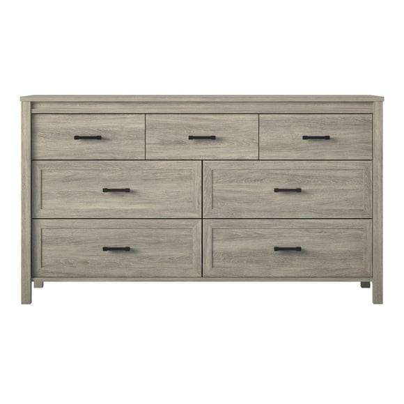 RealRooms Lander 7 Drawer Dresser, Gray Oak
