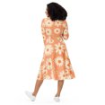 thumbnail image 2 of Women’s Long Sleeve Midi Dress – Retro Daisy Floral Print Swing Dress for Spring & Summer (L), 2 of 4