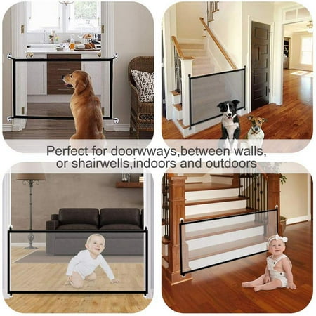 70.9"x28.3"Magic Gate for Dogs, Pet Gate,Magic Gate Portable Folding mesh gate Safe Guard Isolated Gauze Indoor and Outdoor Safety Gate Install Anywhere for Dogs