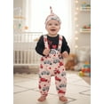 thumbnail image 4 of BemeyourBBs Newborn Baby Boy My First Valentines Day Outfit Romper Heart Suspender Pants and Cap 3 Pcs Set Cute Infant Spring Clothes, 4 of 9