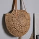 thumbnail image 2 of Bolsos de playa para dama de verano, bolso de hombro tejido a mano hueco, moda para viajes (caqui), 2 of 8