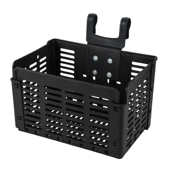 Soimiss Black Plastic Foldable Bike Basket Front Container Easy Install Bike Accessory