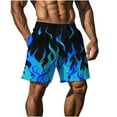 thumbnail image 6 of Ecqkame Men's Swim Shorts Casual Loose Flame Printing Loose Sports Shorts Fashion Elastic Waist Drawstring Beach Shorts Light Blue L, 6 of 9