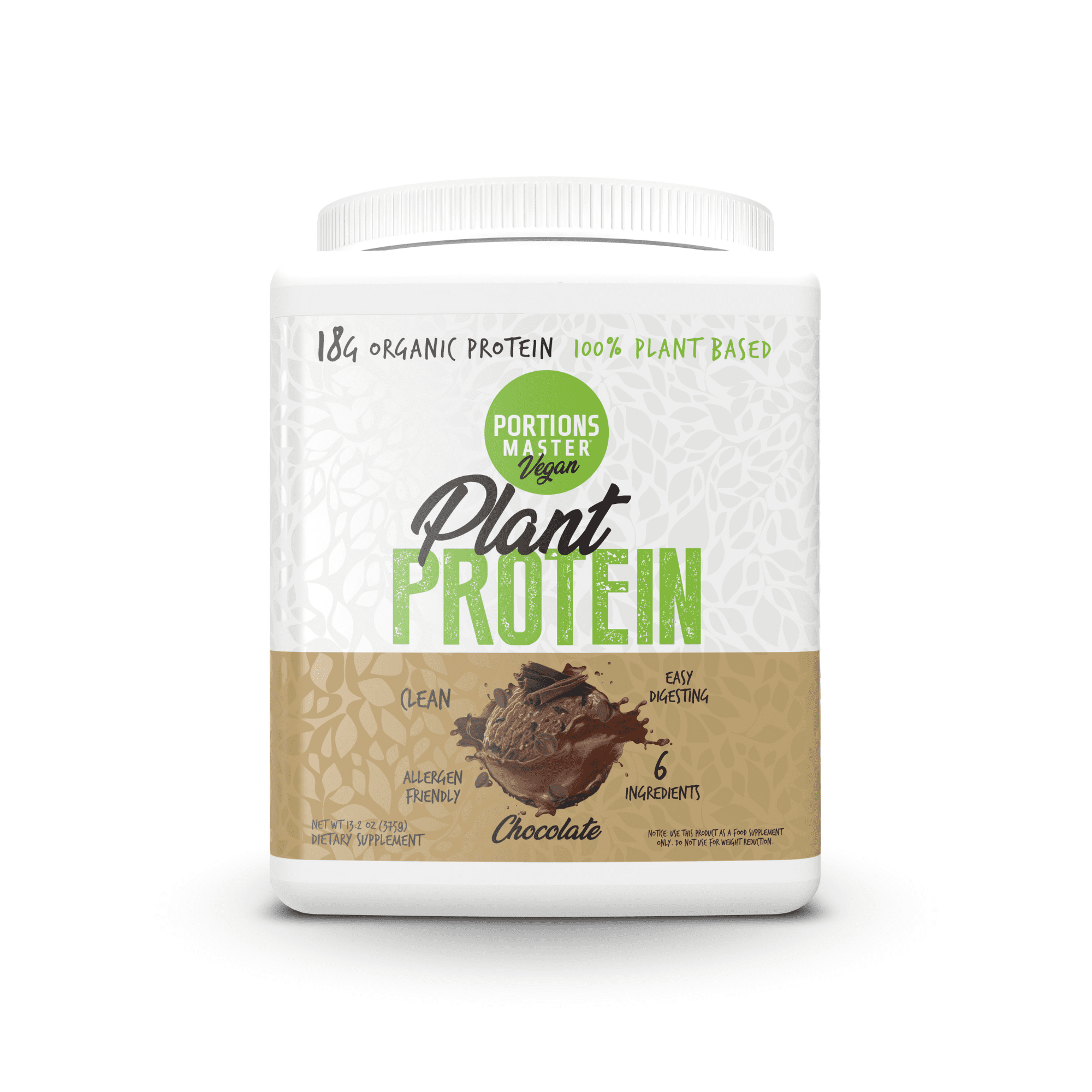 Portions Master Plant Protein Powder, Vegan, Gluten-Free, Dairy-Free (Chocolate 375g)