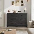 thumbnail image 3 of Commode 6 Tiroirs pour Chambre, Commode à Tiroirs de 47 Po de Large avec Rangement Autoportante, Coffre de Rangement en Bois pour Garde-Robe pour Salon, Chambre, Entrée, Noir, 3 of 7